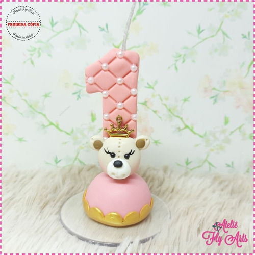 Imagem 1 de 2 de Velas Decoradas Biscuit Ursinha Princesa Realeza