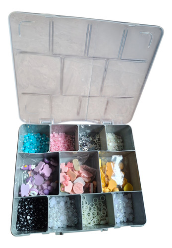 Charms X Más 1.000 Piezas(charms+apliques)+caja Organizadora