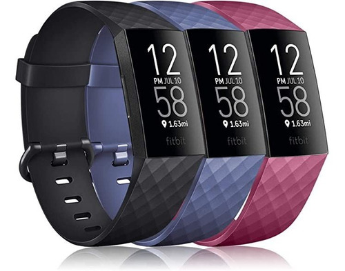 Paquete De 3 Bandas De Silicona Para Fitbit Charge 4, Fitbi.