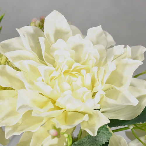 Bouquet De Dalias Flores Artificiales Finas Ramos De Flores Color Blanco