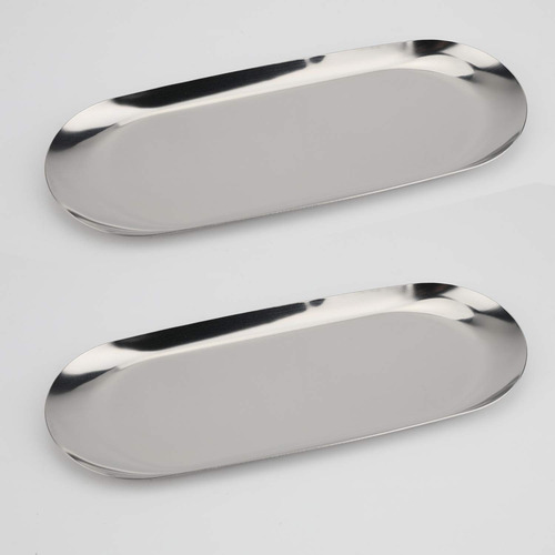 Bandeja Decorativa Acero Inoxidable, Set 2, 9puLG Joyero Org