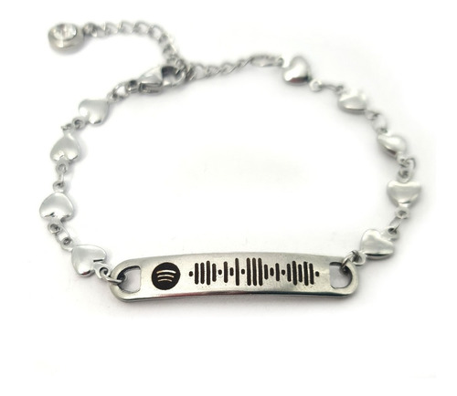 Pulsera Con Código Spotify De Acero Corazones Chica