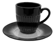 Comprar Set De Cafe Negro X6 Tazas Cerámica X6 Platos Vidrio 12 Pz