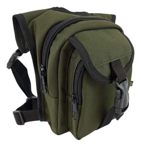 Pochete Bag De Perna Motoboy Camping Pescaria Masculina Cor Verde-musgo Desenho do tecido Liso