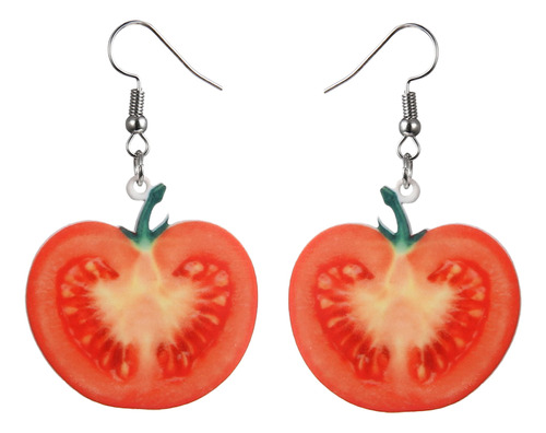 Pendientes Con Forma De Tomate Rojo, Joyería De Moda Creativ