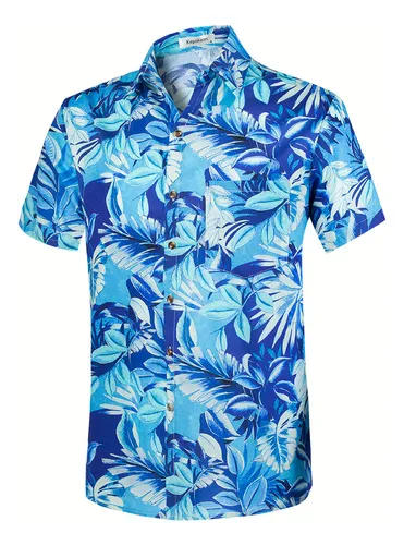 Camisa hawaiana hombre 2025 azul
