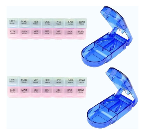 Setx2 Unidades Pastillero 2tomas + 2cortapstilla Comprimidos