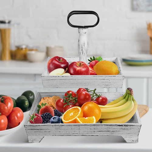 Soporte Bandeja Madera De Mesa Decoracion Rustica Blanco