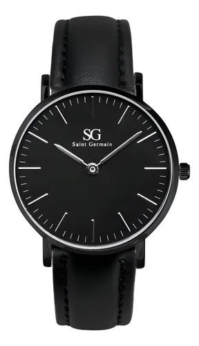 Relógio Masculino Couro Preto Saint Germain Murray Full Black 40mm Fundo Preto