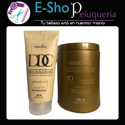 Crema De Peinar Argan 180 Ml + Máscara De Argán 990ml Ossono