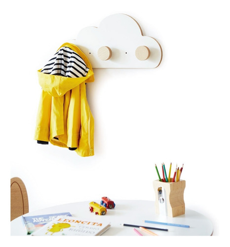 Imagen 5 de 10 de Perchero De Pared Nube Escandinavo Nordico Infantil