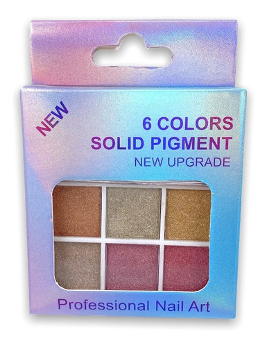 Paleta De 6 Colores De Efecto Espejo Sólido Para Uñas