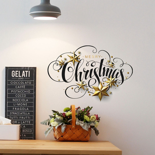 Decoración Navideña Con Fondo Alegre Para Pared