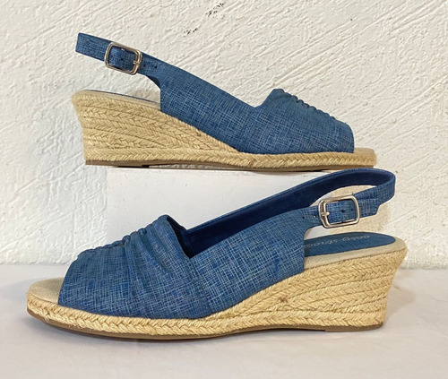 Sandalias Plataforma Tejida Estilo Tipo Mezclilla #7 8/5