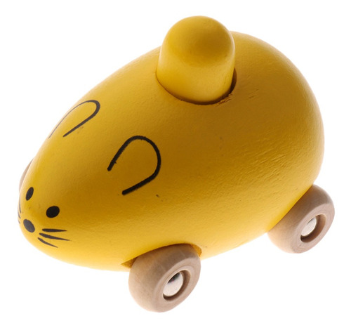 Carro De Madeira Rato Chocalho Crianças Brinquedos Amarelo