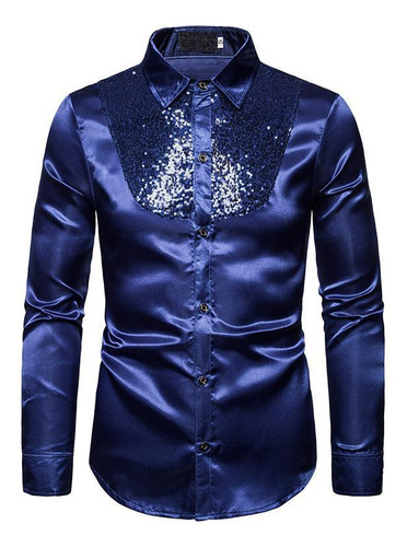 Camisa De Lentejuelas Para Hombre, Manga Larga, Blusa