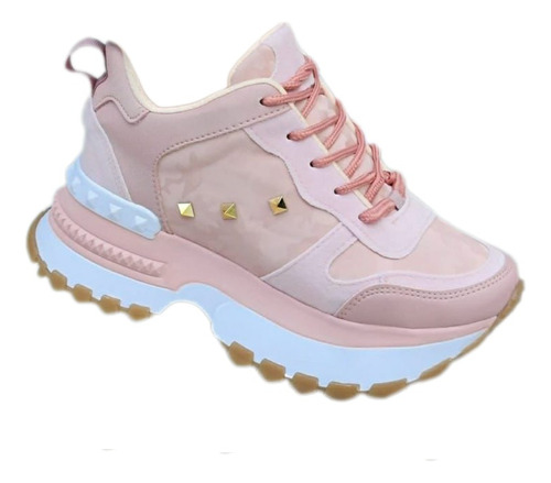 Zapatos Tenis Botas Tipo Tractor Diamante Para Dama Mujer