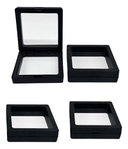 4x 3d Marco Flotante Estuche De Exposición Moneda Negro