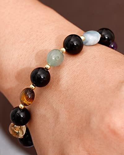 Pulsera Jeweler The Planets Para Mujer, Obsidiana Negra Con