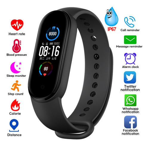 Smarthwatch M5 Pulsera Inteligente Ip67 Resistente Al Agua