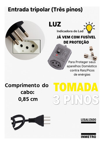 Extensão Tripolar Barra 5 Tomadas Régua Filtro De Linha