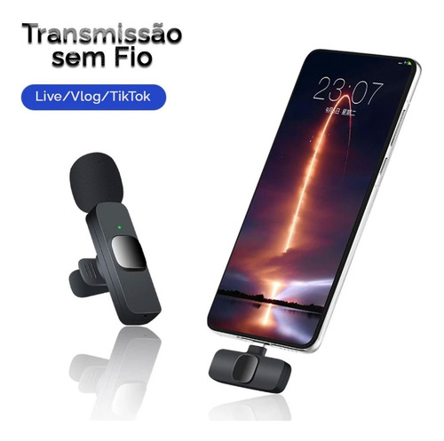 Microfone De Lapela Sem Fio Duplo 2 Em 1 P/android Tipo C