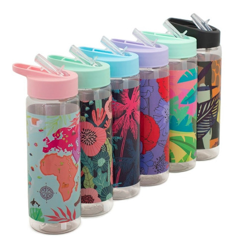 Imagen 1 de 10 de Pack 6 Botella Agua Jugo Hombre Mujer Niños Pico Deportivo