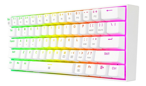 Teclado gamer Redragon Dragonborn K630 QWERTY Redragon Brown inglés US color blanco con luz RGB