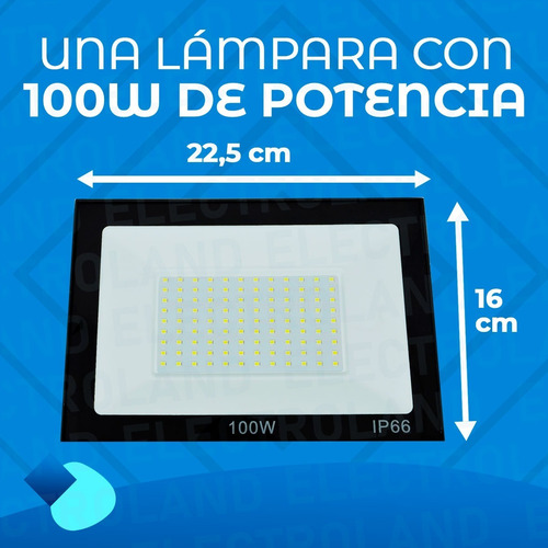Imagen 6 de 10 de Pack X4 Reflector Led Blanco 100w Ip66 Bajo Consumo Potencia