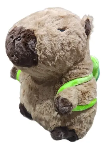 Peluche Capibara Con Mochila De Tortuga De 25 Cm, Carpincho Realista Súper Suave, Regalo De Cumpleaños Para Niños Y Niñas, Juguete De Felpa Con Diseño Adorable