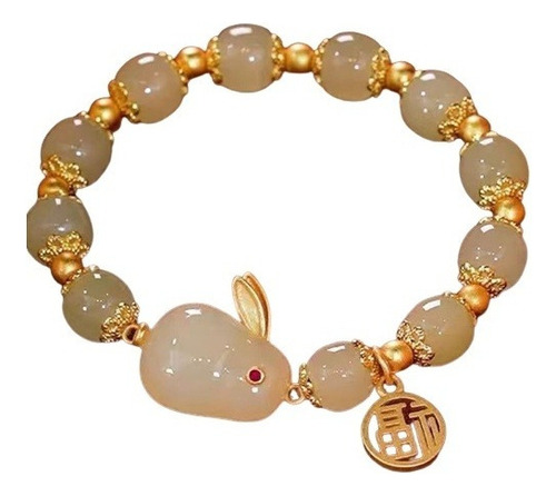 Pulsera De Conejo De Jade De Hetian Para Mujer Buen Signific