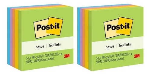 Notas Adhesivas, 3 X 3 Pulgadas, 5 Libretas, 1 De
