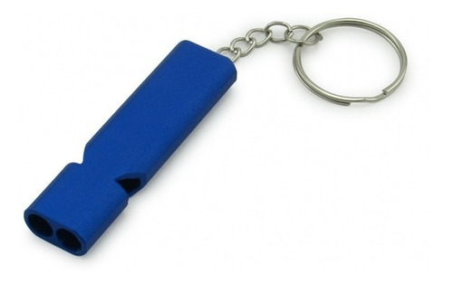 Silbato Pito Metalico Pequeño Tubular Tipo Llavero Plateado