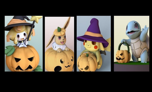 Pokemon Figuras Halloween Set Archivo Stl Impresion3d 