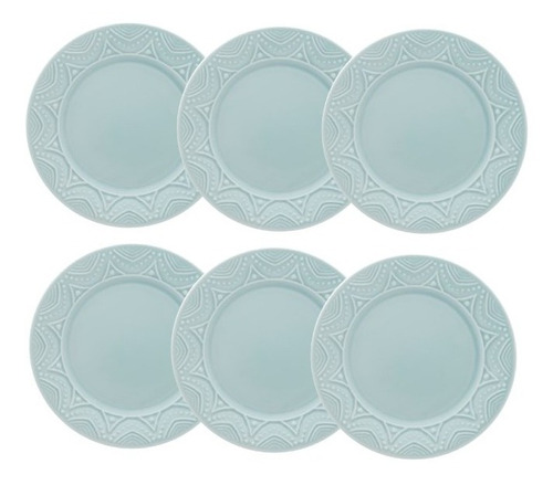 Set X6 Platos Postre 20 Cm Celeste Essence Oxford