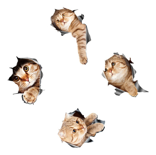 4pcs 3d Gato Coche Pegatinas De Dibujos Animados Ventana Peg