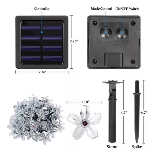 Tira Luces Flores De Cerezo Led Solares 5m Navidad