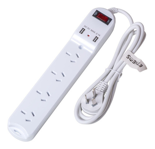 Zapatilla Prolongador 4 Tomas Blanca 2 Usb 1,5m Cable Etheos