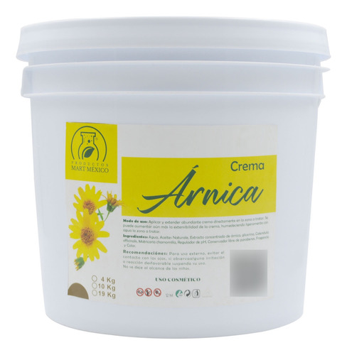 Crema Extracto De Árnica Para Masajes 10 Kilos