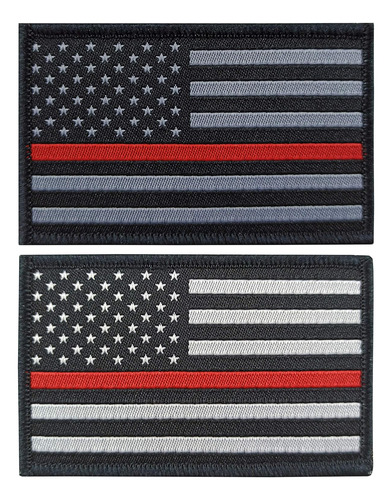 2 Paquetes De Parche De Bandera Americana Línea Roja F...