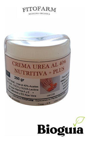 Crema Urea Al 40% Nutritiva + Plus Pote 250 Grs