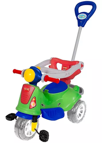 Triciclo Motoca Infantil Passeio Velocípede Haste Empurrador