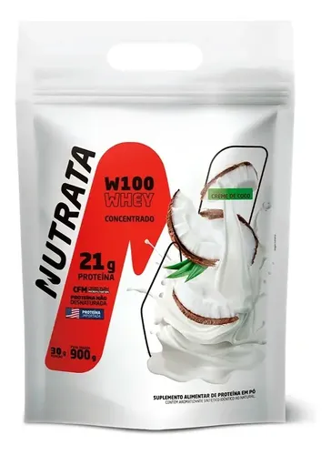 W100 Whey Concentrado Pouch 900g Creme de Coco Nutrata — R$ 109,90 em Mercado Livre, 34% OFF