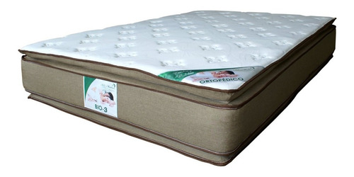 Colchón Individual de resortes Bio Mattress Resortes Superlastic Bio 3 café - 1m x 190cm x 32cm con doble pillow top