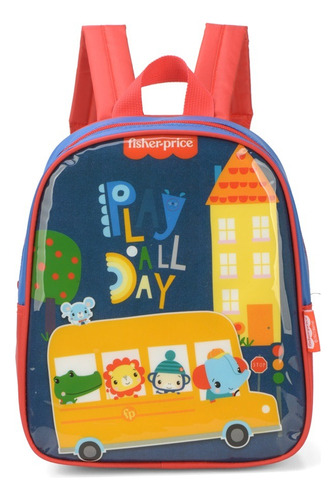 Mochila De Costas Fisher Price Animas Azul Escolar Luxcel