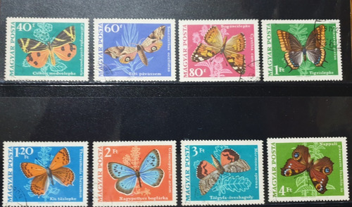 Estampillas Hungría Tema Mariposas 8 Sellos Usados Año 1969