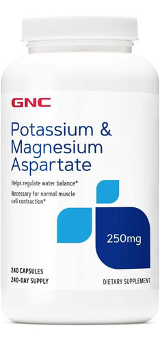Potasio & Magnesio Aspartate 250 Mg Gnc 240 Capsulas Sabor Neutro