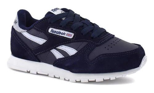 Zapatillas Reebok Classic Leather Kids Negro Azul