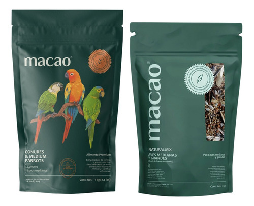 Alimento Macao Para Perico Conuro, Croqueta 1k + Mixtura M1k
