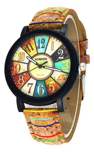 Reloj De Pulsera Casual Vintage De Cuero Multicolor